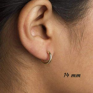 NEW Round 14 mm Gold Hoop Earrings Real 10K Yellow Gold Hoops! Stamped 10K